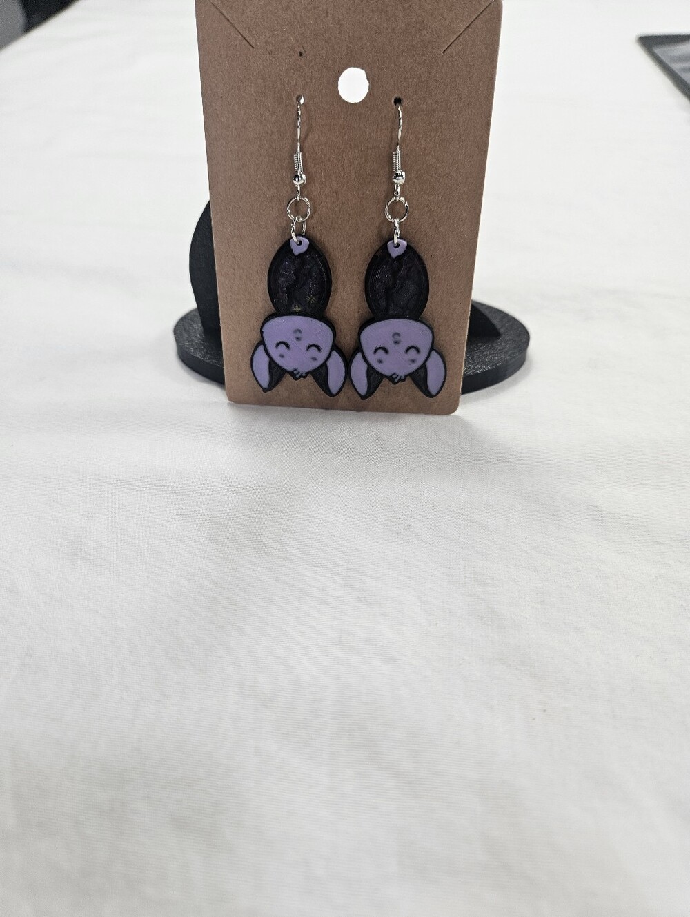 Purple Bat Dangle Earrings - Picture 2 of 3